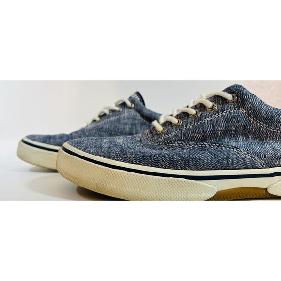 Sperry Mens Canvas Sneakers Size 9 Blue Denim Casual Lace-Up Shoes - Picture 2 of 5
